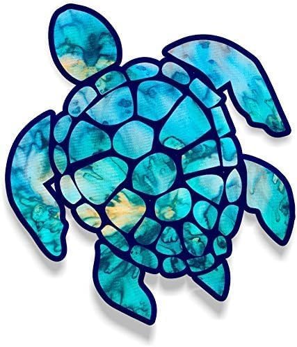 STICKY DUDE Sea Turtle Sticker Vinyl Waterproof, 5 inches Blue Yeti Cup Cooler Box Decal Car Laptop Wall Window Bumper - color: Blue, style: Normal