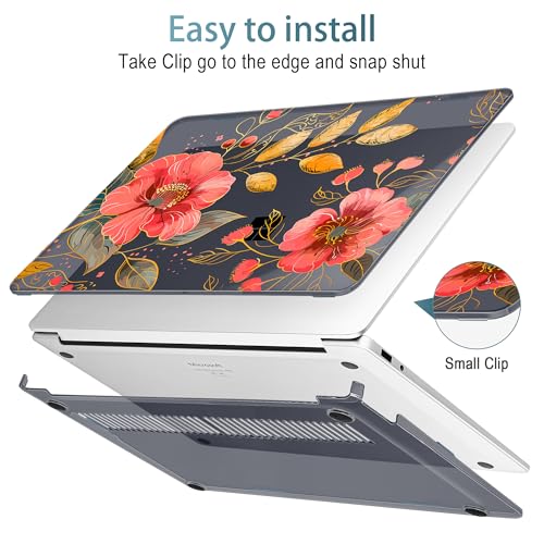 Mektron Printed Case for 2025 Microsoft Surface Laptop Windows 11 Copilot+ PC Surface Laptop 13 inch Touchscreen Display Cover Fits Model 2095, Floral C339 - color: Floral C339