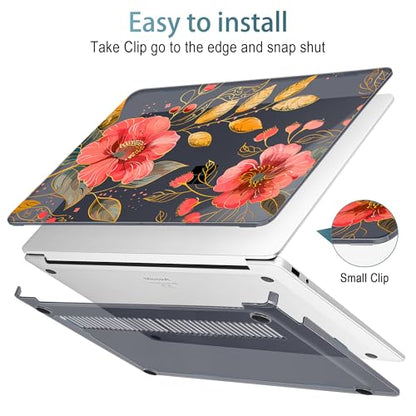 Mektron Printed Case for 2025 Microsoft Surface Laptop Windows 11 Copilot+ PC Surface Laptop 13 inch Touchscreen Display Cover Fits Model 2095, Floral C339 - color: Floral C339
