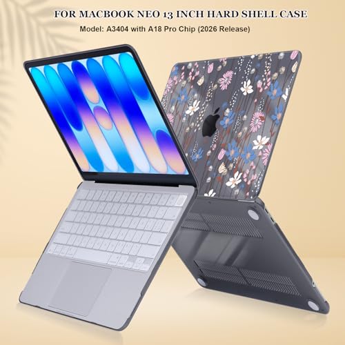 Compatible with MacBook Neo 13 inch Case 2026 (Model A3404), Printed Pattern Hard Shell Laptop Case with Keyboard Cover & Screen Film, Slim Plastic Protective Cover, Flower238 - color: Flower238
