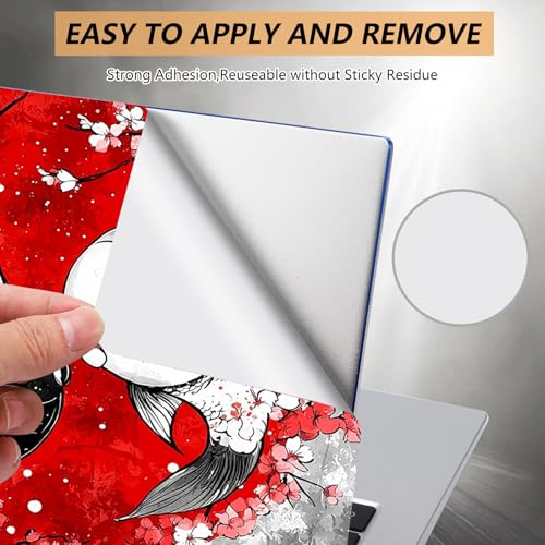 Laptop Skin Sticker for 12.1”-15.6“ Laptops (Fits 13”, 13.3”, 14”, 15”, 15.4”) | Protective Universal Reusable Vinyl Art Decal Cover | Waterproof & Scratch-Resistant-Japanese yin yang koi Fish - color: Japanese yin yang koi fish