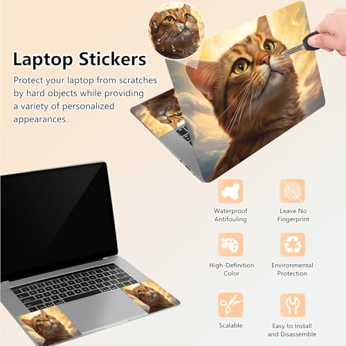 Laptop Skin Sticker Decal 15.6 Inch,12 13 13.3 14 15 15.6 in Laptop Netbook Skins for Notebook,Art Decal Removable Waterproof Scratch Resistant,Universal Vinyl Cover,Orange Cat Sky - color: Orange Cat Sky