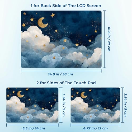 Reusable Universal Laptop Skin Sticker, Cut to Fit for 11.6–15.6 Inch Laptops, Waterproof Protective Film, No-Residue - Star Clouds - color: Star Clouds