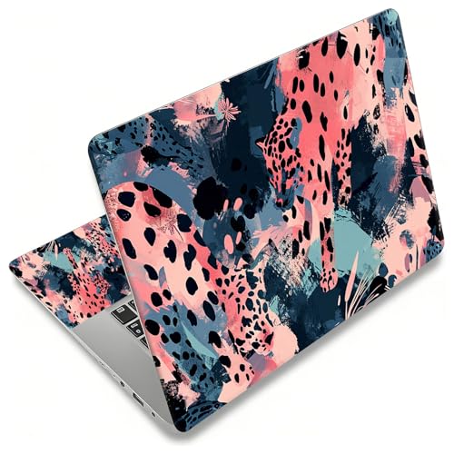 12.1”-15.6” Laptop Skin Sticker (Fits 13”, 13.3”, 14”, 15”, 15.4”) | Reusable Universal Protective Vinyl Art Decal Cover | Waterproof & Scratch-Resistant |Blue Pink Leopard Print Abstract - color: Blue Pink Leopard Print Abstract