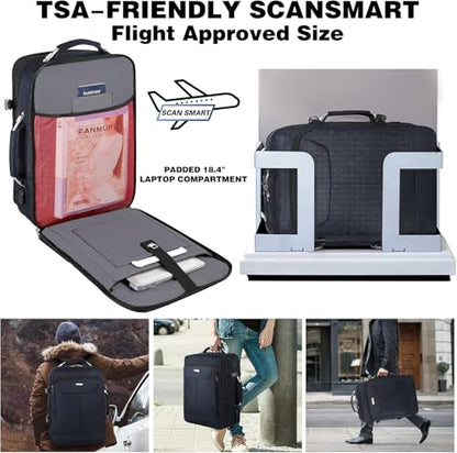 VECKUSON 50L Carry-On Backpack - TSA Approved, Expandable to 40L/50L, Fits 17.3" Laptop, RFID Anti-Theft, 3 Packing Cubes Included, Heavy-Duty Weekender for Men/Women (Black) - color: Blue Rfid 20 Inch Backpack