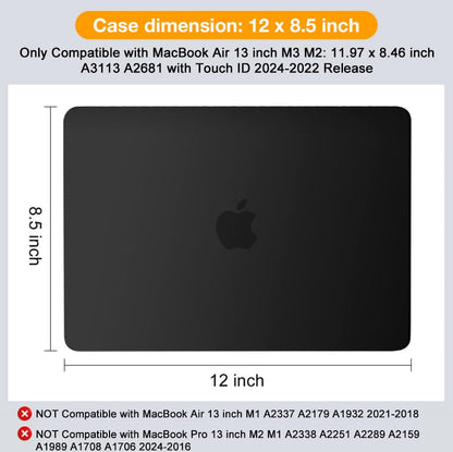 MOSISO Compatible with MacBook Air 13 inch Case M5 2026 M4 M3 M2 2025-2022 | A3449 A3240 A3113 A2681, Scratches-Resistant Protective Hard Shell for MacBook Air 13.6 inch Case, Black - color: Black