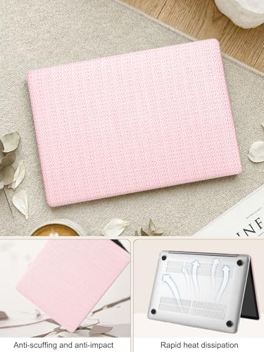 Voidborne Compatible with MacBook Neo 13 inch Case 2026 Release Model A3404 with A18 Pro Chip,Elegant Woven Fabric Leather Plastic Hard Shell Protective Case for Neo 13 inch + Keyboard Cover,Pink - color: Pink-Woven Fabric