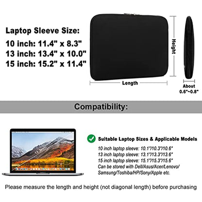 TOPTIE 15 Inch Water Shockproof Neoprene Computer Bag Laptop Sleeve Liner Package keepive Laptop Case with Double Zipper - size: 15 Inch