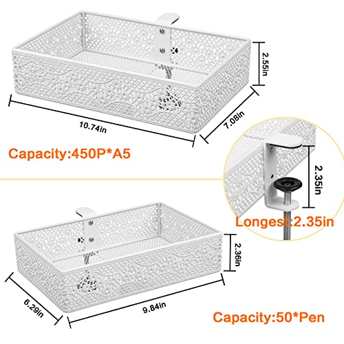 Under Desk Drawer, Clamp on Desk Organizer Under Table Hanging Desk Storage | 2PCS under desk organizer: clamp on desk drawer, under desk basket, hanging desk storage, clamp on undertable shelf, no-drill - size: White 2 Pack