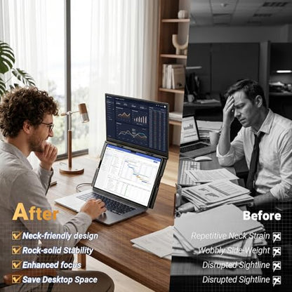 Laptop Screen Extender, 15.6” FHD 1080P Portable Monitor for Laptop, 0.2" Ultra-Thin Display with 100% sRGB, Dual Screen Extender for 13–17” Laptops, Plug & Play for Windows/Mac/Chrome/Android - size: 15.6" Dual Screen Extender
