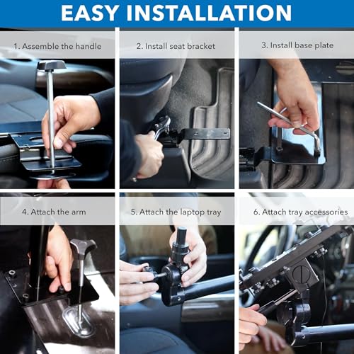 Mount-It! Car Laptop Mount, No-Drill Passenger Seat Stand for 17" Laptops | With Cooling Tray, Adjustable Full Motion Vehicle Laptop Mount, Tablets Compatible