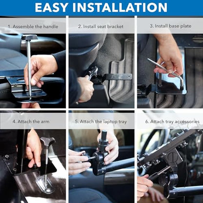 Mount-It! Car Laptop Mount, No-Drill Passenger Seat Stand for 17" Laptops | With Cooling Tray, Adjustable Full Motion Vehicle Laptop Mount, Tablets Compatible