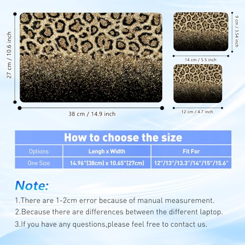 Universal Laptop Skin Sticker Decal with 2 Wrist Pad Skins, Waterproof Scratch Vinyl Cover for 11–15.6 Inch MacBook, HP, Dell, Lenovo, Cutable & Reusable,Gold Glitter Leopard - color: Gold Glitter Leopard