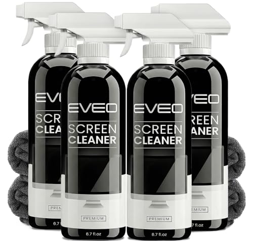 EVEO® Screen Cleaner Spray Kit (Streak-Free) TV Screen Cleaner for Smart TV, LCD, LED, OLED | Computer Screen Cleaner Spray and Wipe Microfiber Cloth - TV, Monitor, Laptop, iPad, Car - 6.7oz 4 Pack - size: 8 Fl Oz (Pack of 8)