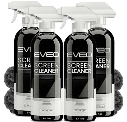 EVEO® Screen Cleaner Spray Kit (Streak-Free) TV Screen Cleaner for Smart TV, LCD, LED, OLED | Computer Screen Cleaner Spray and Wipe Microfiber Cloth - TV, Monitor, Laptop, iPad, Car - 6.7oz 4 Pack - size: 8 Fl Oz (Pack of 8)