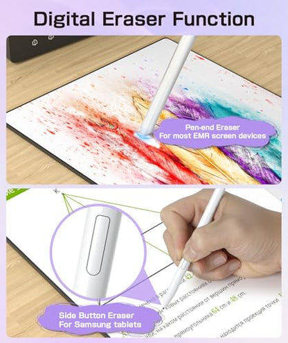 Magnetic EMR Stylus Compatible with Remarkable 2, Replacement Digital Pen with Eraser, 4096 Pressure Levels, Palm Rejection, Tilt Support, for Remarkable/Samsung/Wacom/Onyx EMR Devices-5 Tips (White) - style: White Pen with 5 Tips