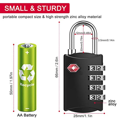 ZHEGE Luggage Lock, TSA Approved Travel Lock, 30In Flexible Cable (Black) | 4 Digit Combination Padlock for Suitcase, Backpack, Cabinet, Drawer - color: Black1-Cable, size: 4 Digit Padlock