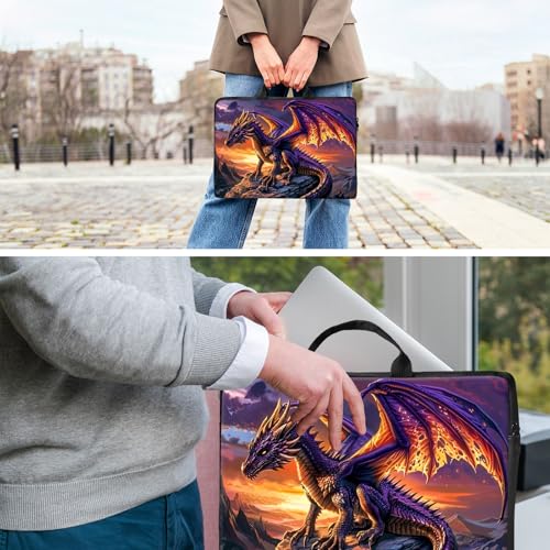 Laptop Bag,14 15 15.6 inch Laptop Case Sleeve,Computer Sleeve with Handle for Women Men,Carrying Case for MacBook,Dell,Lenovo,Notebook Computer,Purple Dragon Sunset - color: Purple Dragon Sunset