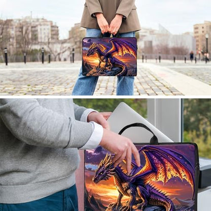 Laptop Bag,14 15 15.6 inch Laptop Case Sleeve,Computer Sleeve with Handle for Women Men,Carrying Case for MacBook,Dell,Lenovo,Notebook Computer,Purple Dragon Sunset - color: Purple Dragon Sunset