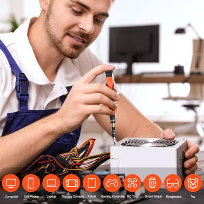STREBITO Precision Screwdriver Set 142-Piece Electronic Repair Tool Kit with Torx T5 T6 T8 T15, Triwing Y000, Star P5, Gamebit, Tech Toolkit for Computer, Laptop, iPhone, Nintendo, PS5, Ring, Orange | 120 Bits Magnetic Repair Tool Kit for iPhone, MacBook,