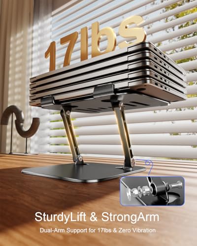 Adjustable Laptop Stand, Aluminum Portable Laptop Riser for Desk Foldable, Ergonomic Computer Notebook Stand Holder for MacBook Air Pro, Dell XPS, HP and All 10–17 Inch Laptops, Black - color: Black
