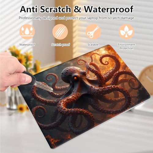 Laptop Skin Sticker Decal 15.6 Inch,12 13 13.3 14 15 15.6 in Laptop Netbook Skins for Notebook,Art Decal Removable Waterproof Scratch Resistant,Universal Vinyl Cover,Fire Octopus Funny - color: Fire Octopus Funny