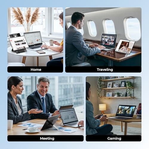 Laptop Screen Extender 16.1", 1200P FHD, Portable Monitor 360° Rotating Detachable Stand, Height Adjustable Monitor Extender for Laptop 13-17.5", Plug-Play for Tablet, PC, Phone, etc
