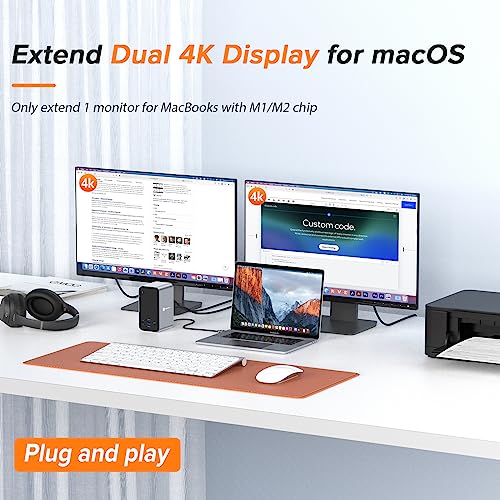 13-in-2 USB C Docking Station Dual Monitor with 100W Laptop Charger