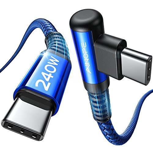 AINOPE 240W High Speed USB C Cable [6.6ft] USBC to USBC Cable, Right Angle C to C Cable Fast Charging Compatible with iPhone 16 Charger Cord, iPad Pro,MacBook Air 2024 M4,Samsung Galaxy S24, Blue - color: Blue, size: 6.6FT