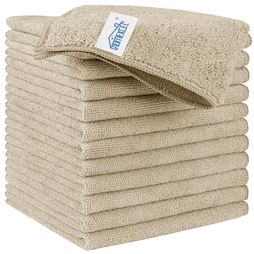 HOMEXCEL Brown Microfiber Cleaning Cloth, 12 Pack Premium Microfiber Towels for Cars, Lint Free, Scratch-Free, Highly Absorbent, Reusable Cleaning Rags for Car, Household, Kitchen, Window, 11.5"X11.5" - color: Brown