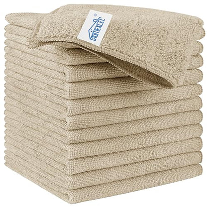 HOMEXCEL Brown Microfiber Cleaning Cloth, 12 Pack Premium Microfiber Towels for Cars, Lint Free, Scratch-Free, Highly Absorbent, Reusable Cleaning Rags for Car, Household, Kitchen, Window, 11.5"X11.5" - color: Brown