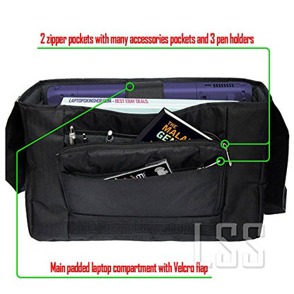 LSS 15” 15.6 inch Laptop Padded Compartment Shoulder Messenger Bag, Carrying Case for 14" 15" 15.6" & Smaller Size Notebook - color: Red Almond Trees, size: 15 inch