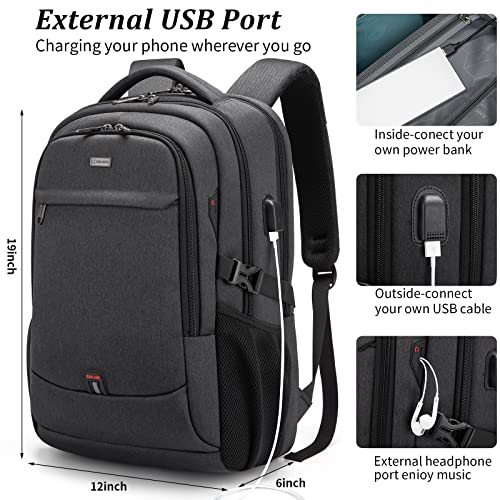 17 Inch Laptop Backpack for Travel Water Resistant College Backpack for Men/Women Laptop Bag with USB Charging Port and clear Cosmetic Toiletry Bag, Black - color: Backpack With Clear Cosmetic Toiletry Bag