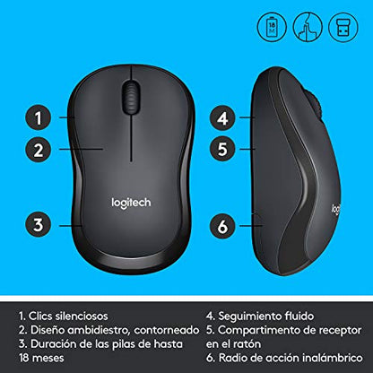 Logitech M220 Silent Wireless Mouse, 2.4 GHz with USB Receiver, 1000 DPI Optical Tracking, 18-Month Battery, Ambidextrous, Compatible with PC, Mac, Laptop (Off-White)