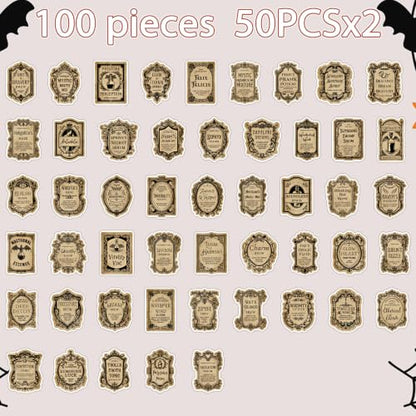 100 Pcs Halloween Potion Labels Stickers Magic Potion Stickers | Hallowenn Potion Wine Bottle Stickers, Retro Vintage Design, Waterproof, Vinyl Decals for Scrapbook Luggage Laptop Journal - style: Halloween Potion
