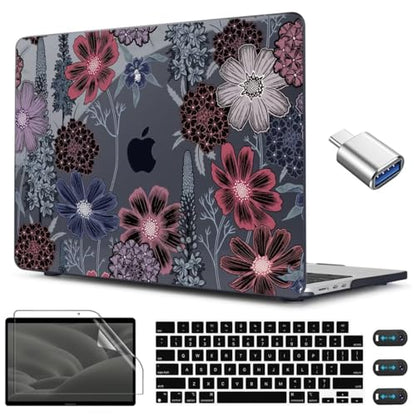 CISSOOK Compatible with MacBook Air 13.6 inch Case A3449 A3240 A3113 A2681 | 2026 2025 2024 2023 2022, 5in1 Set Hard Shell Case Keyboard Cover for MacBook Air 13.6 inch M2 M3 M4 M5, Texture Flowers - color: Air13.6inch-Texture flowers