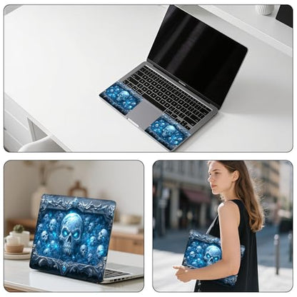 Aesthetic Laptop Skin Sticker, Frost Skulls in Enchanted Frame Waterproof Vinyl Laptop Decal, Removable Bubble Free, Reusable Protective Cover for 13 14 15 15.6 Inch - color: Frost Skulls in Enchanted Frame