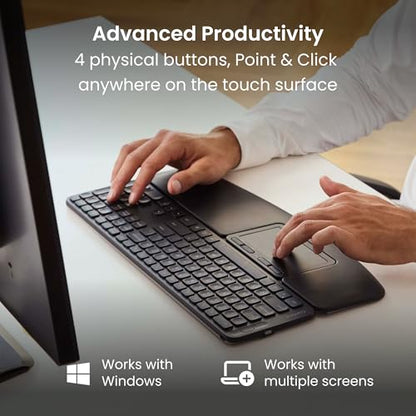 Contour Touch: Wireless Bluetooth Ergonomic Touchpad for Windows 10 & 11, Multi Touch & High Precision Glass Trackpad, Click Anywhere, 4 Programmable Shortcut Keys, Full Size Wrist Rest | Contour Touch: Wireless Bluetooth Ergonomic Touchpad for Windows 11