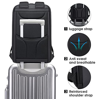 BANGE Business Smart Backpack Waterproof fit 15.6 Inch Laptop Backpack with USB Charging Port,Travel Durable Backpack - color: Grey