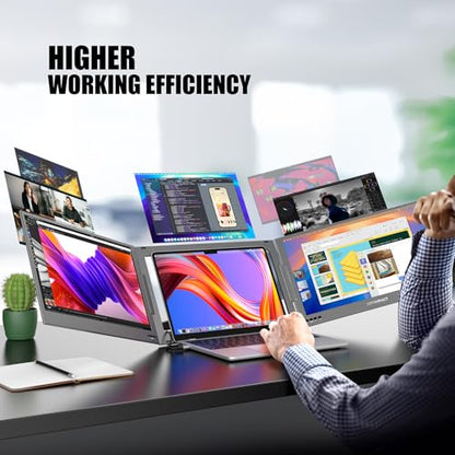 Dual Screen Laptop Monitor Extender, 15.6" Fully Compatible Laptop Triple Screen Extender, FHD 1080P IPS Portable Monitor for Laptops 12~17 inch, Plug & Play with USB-C for Win/Mac/PS5/Switch/PS4