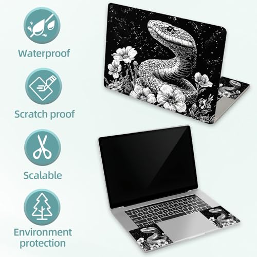 Universal Laptop Skin Decal, 3-Piece Vinyl Protector for 12 13 14 15.6" Notebook, Waterproof Anti-Scratch, Easy Trim & Bubble-Free Finish, Snake in Night Sky - color: Snake in Night Sky