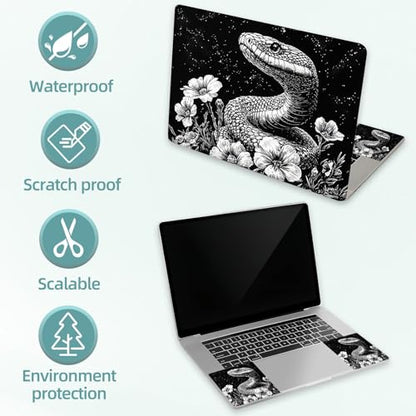 Universal Laptop Skin Decal, 3-Piece Vinyl Protector for 12 13 14 15.6" Notebook, Waterproof Anti-Scratch, Easy Trim & Bubble-Free Finish, Snake in Night Sky - color: Snake in Night Sky
