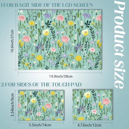 SUPERDANT 3 Pcs Laptop Skin Sticker Set Botanical Green Floral Decal for 12-16 Inch Scratch Resistant Vinyl Wrap 14.9x10.6in - style: Flowers and Plants