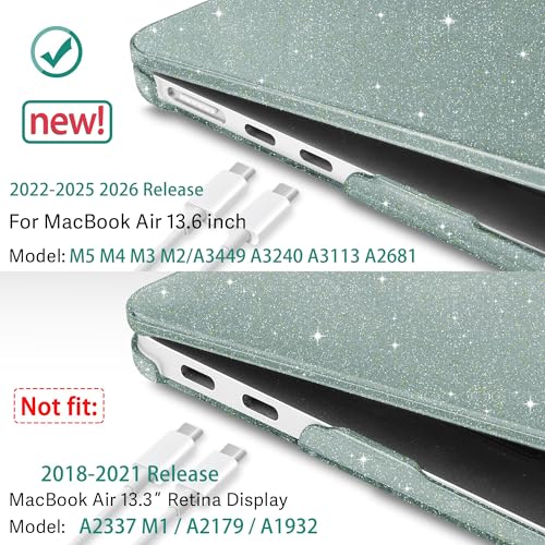 May Chen for 2022 MacBook Air 13.6 Inch Model A2681, Plastic Hard Shell Case for MacBook Air 13.6" M2 Chip with Liquid Retina Display Fits Touch ID, Midnight Green Glitter A - color: Midnight Green Glitter A