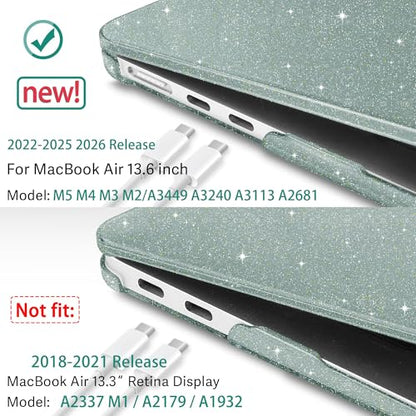 May Chen for 2022 MacBook Air 13.6 Inch Model A2681, Plastic Hard Shell Case for MacBook Air 13.6" M2 Chip with Liquid Retina Display Fits Touch ID, Midnight Green Glitter A - color: Midnight Green Glitter A