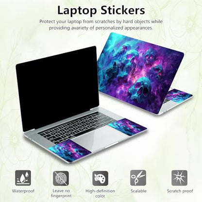 Laptop Skin Sticker Decal, Universal Reusable Vinyl Laptop Cover for 12" 13" 13.3" 14" 15" 15.4" 15.6" Notebook PC, Waterproof Scratch-Resistant with 2 Wrist Pads, Easy to Apply & Remove,Art Skulls - color: Art Skulls