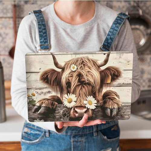 Universal Laptop Skin Sticker with 2 Wrist Pad Skins, Waterproof Scratch Resistant Vinyl Laptop Cover Decal, Cut to Fit for 11–15.6 Inch MacBook HP Dell Lenovo, Daisy Highland Cattle - color: Daisy Highland Cattle