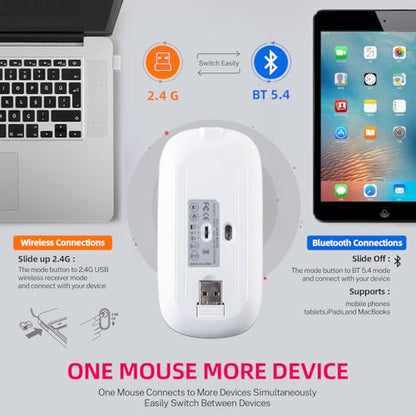 Bluetooth Mouse,Bling Dazzling 2.4GHz Rechargeable Wireless Mouse Slim with USB Receiver, Compatible with Notebook, PC, Laptop, Computer, MacBook,Great Gift idea for Her (Rainbow) - color: Rainbow
