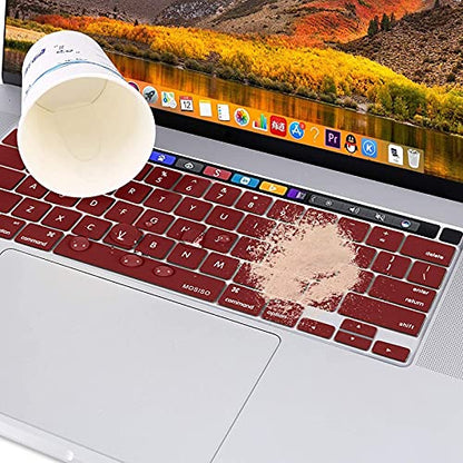 MOSISO Keyboard Cover Compatible with MacBook Pro 13 inch M2 M1 | 2023-2020 A2338 A2289 A2251&Compatible with MacBook Pro 16 2020 2019 A2141 Touch ID, Protective Silicone Skin, Marsala Red - color: Marsala Red