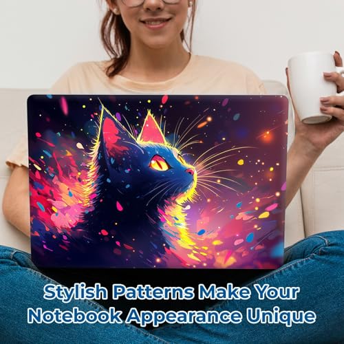 Reusable Universal Laptop Skin Sticker, Cut to Fit for 11.6–15.6 Inch Laptops, Waterproof Protective Film, No-Residue - Neon Cat - color: Neon Cat